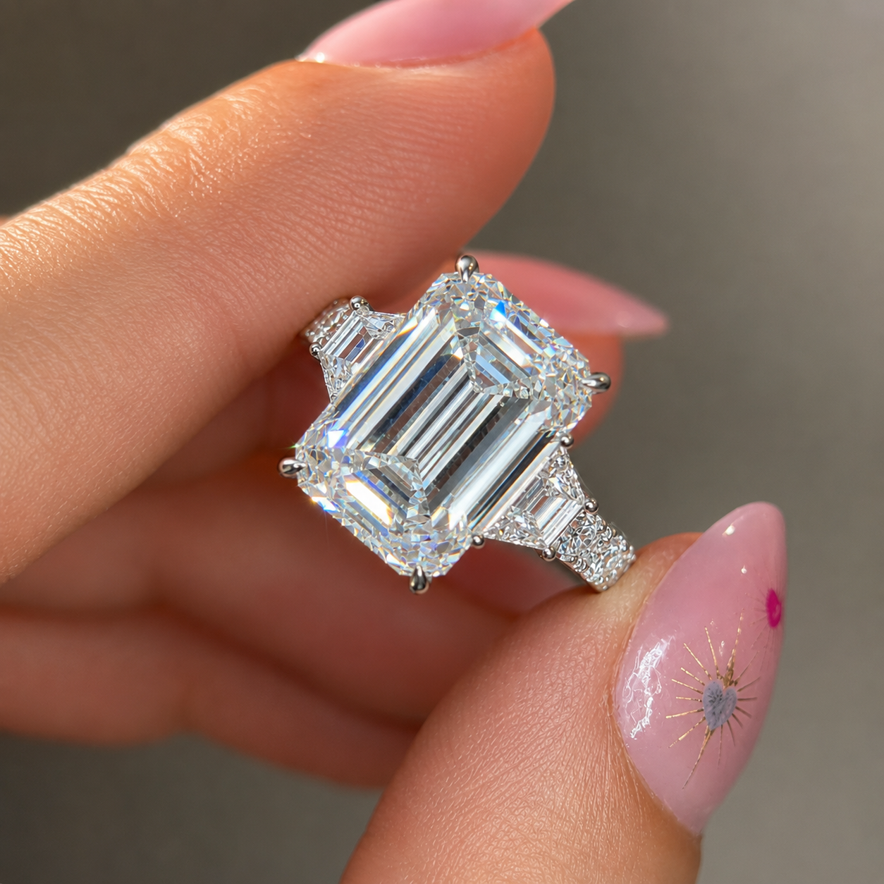 8.36 Carat Emerald Cut Diamond Engagement Ring